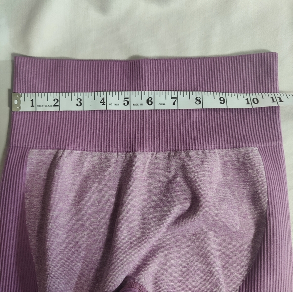 Lilac Two Tone High Waisted Compression Tummy Control Athletic Yoga Leggings - Picture 10 of 11